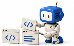 Robo baut Software aus Code-Bausteinen.